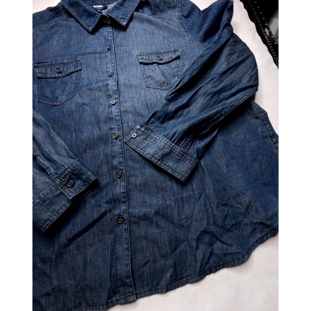 Old Navy Shirt MENS XXL Blue Denim Button Down Heavyweight Workwear 386243-05-1 - Picture 3 of 12